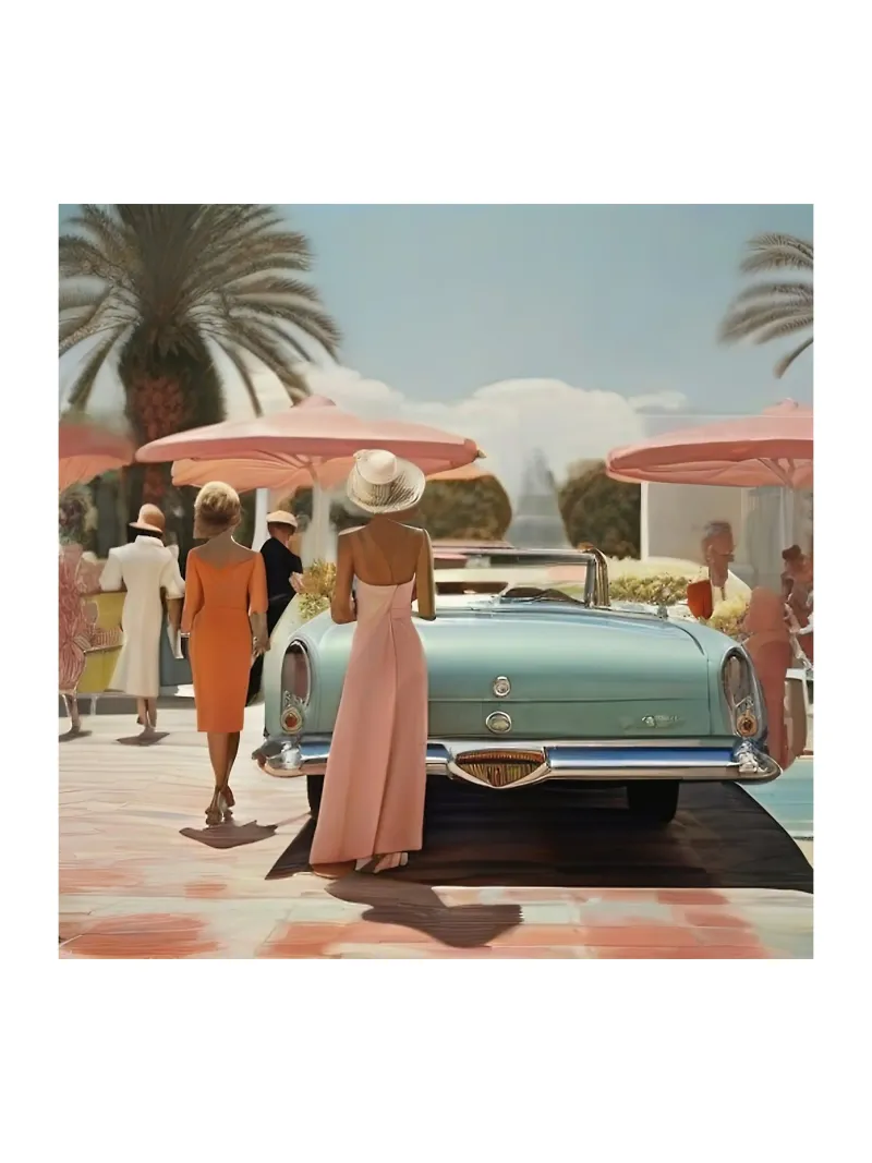 smart aarons beach car pellicola backlit da Slim Aarons Vintage