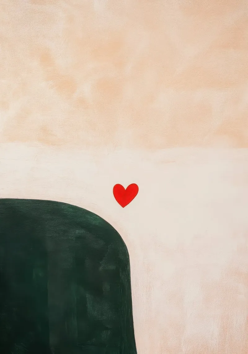 Cuore minimalista in rosso e verde pellicola backlit da Euphoria Theresa