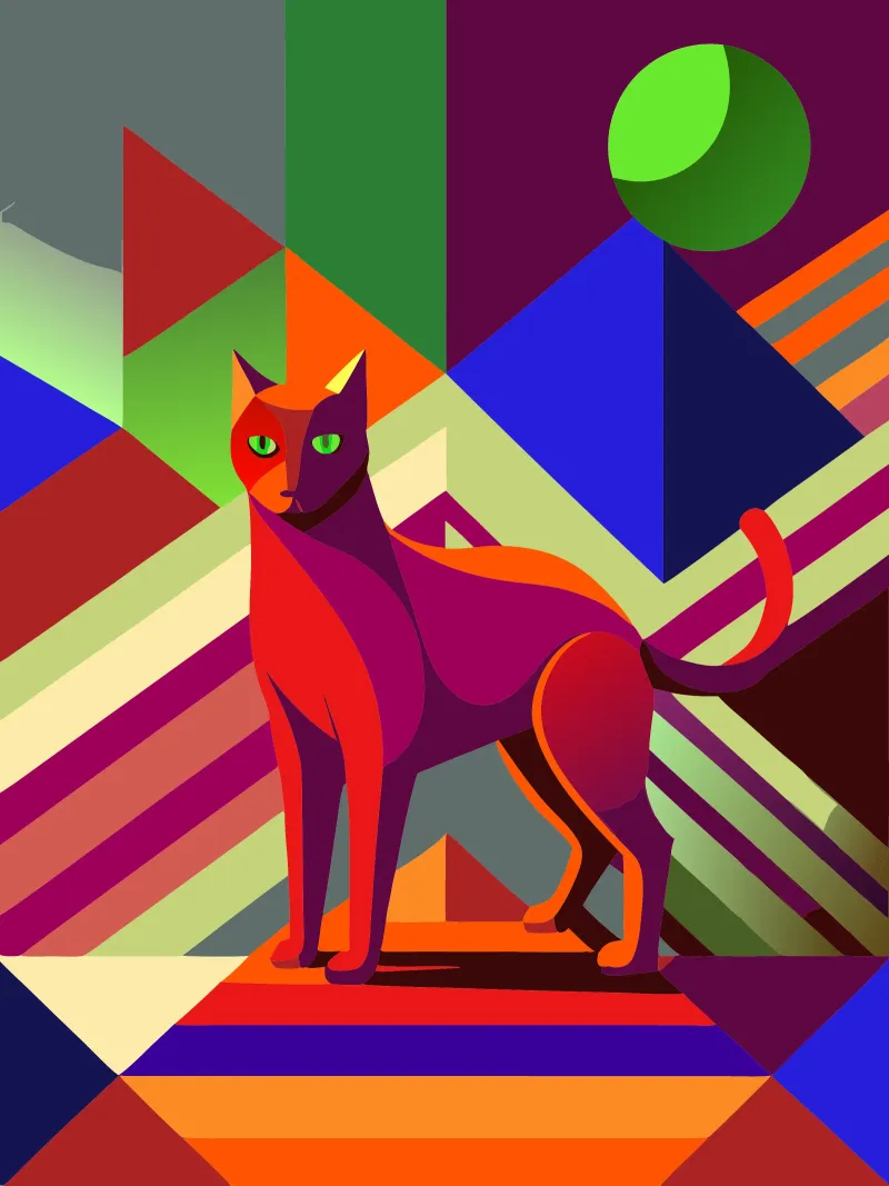gatto disegno artistico vettoriale poster con telaio in alluminio da alghonee
