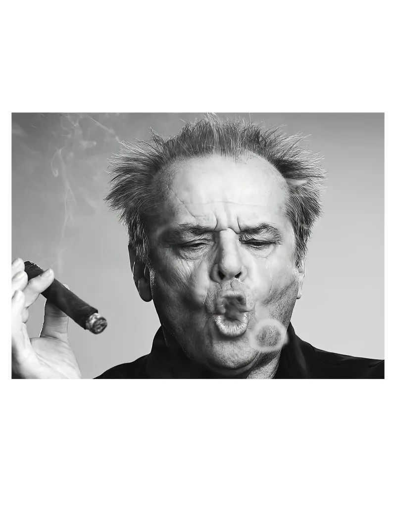 Jack Nicholson, sigaro, anelli di fumo, pellicola backlit da Black And White