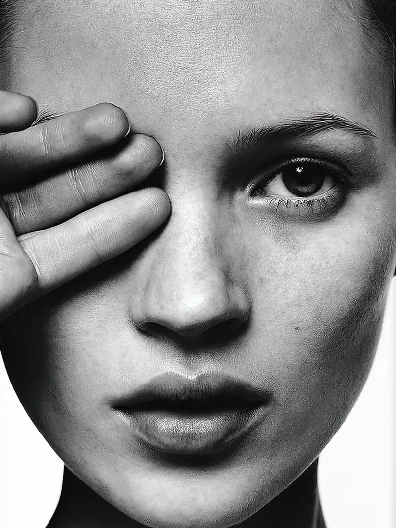 Ritratto di Kate Moss tela con Cornice a cassetta da Black And White