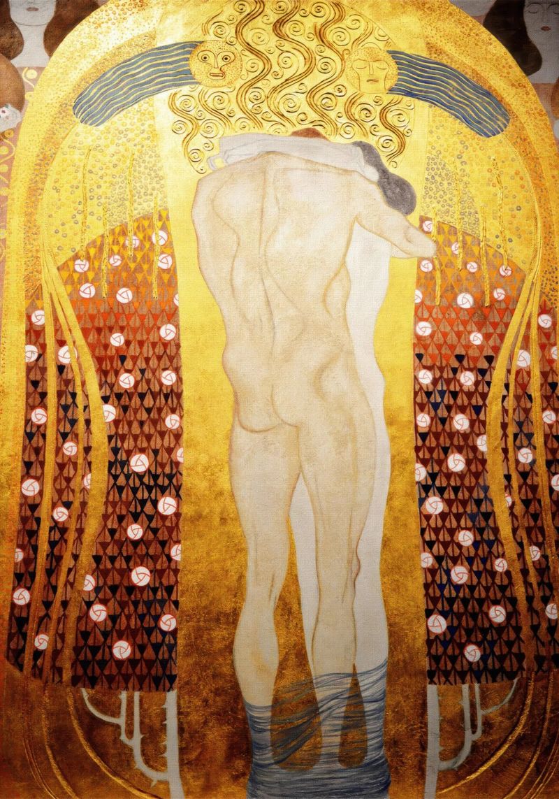 Gustav Klimt Beethoven Frieze (Embracing couple) poster by betty hamilton