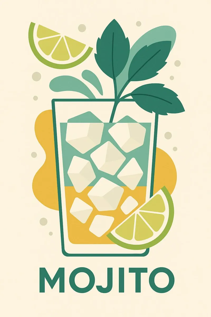 Mojito Tropical – Affiche Vintage Art Déco pellicola backlit da Boissons - Affiches & posters - Retro