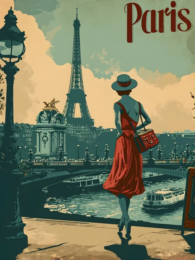 Paris Eiffelturm Vintage Kunst carta hahnemühle da Vintage Travel Art