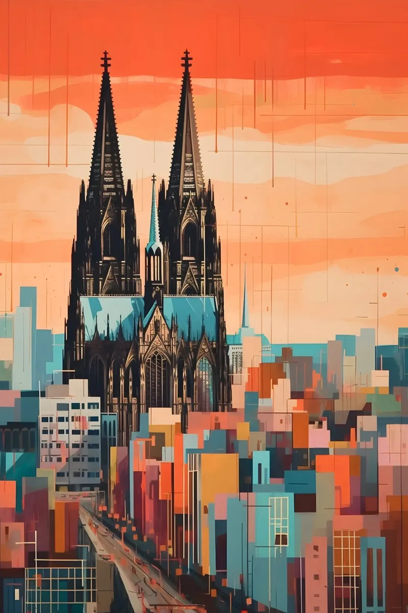 Kölner Dom minimalistische kunst poster con telaio in alluminio da Vintage Travel Art