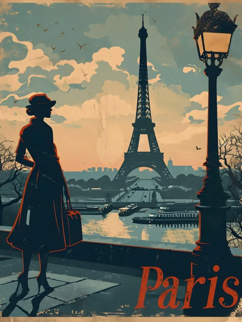 Paris Eiffelturm Vintage Kunst carta hahnemühle da Vintage Travel Art