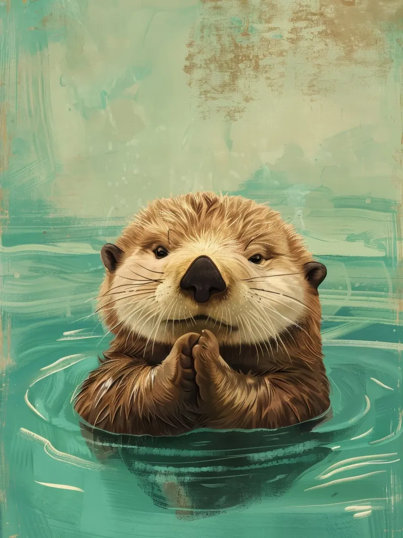 Seeotter-Welpe in friedlichen Gewässern Hahnemühle von DesignDoodle