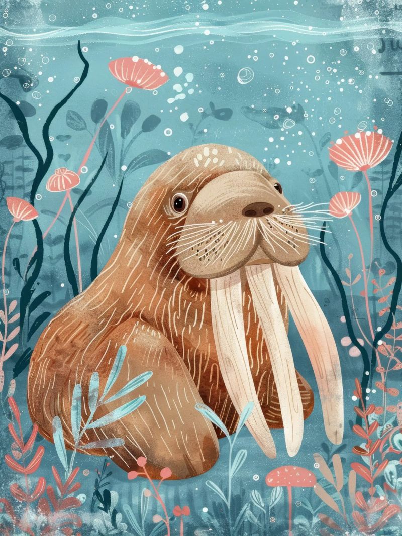 Walruskalfs oceaandroom poster van DesignDoodle