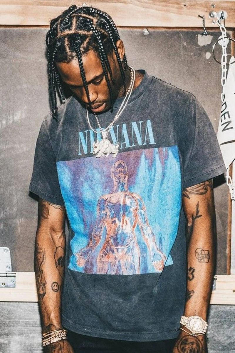 Travis Scott With Nirvana T-Shirt Hahnemühle von vane t