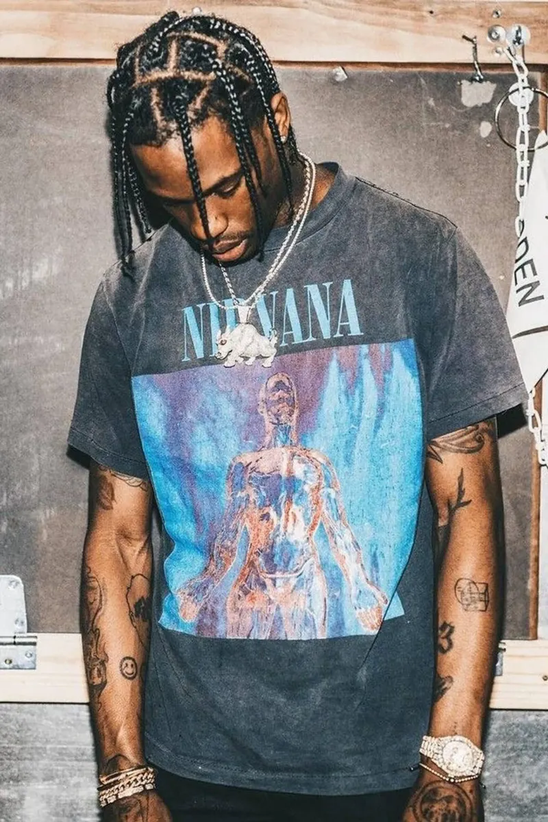 Travis Scott With Nirvana T-Shirt carta hahnemühle da vane t