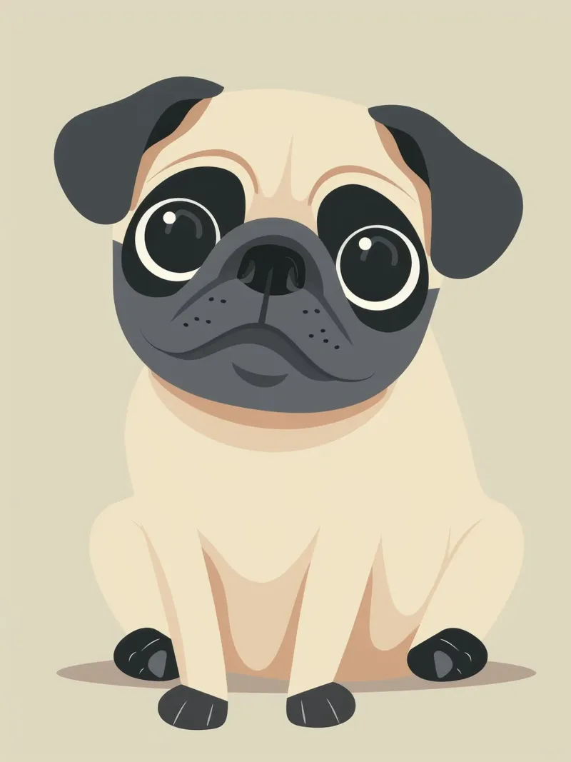 süßer verspielter Mops sitzend Hahnemühle von DesignDoodle