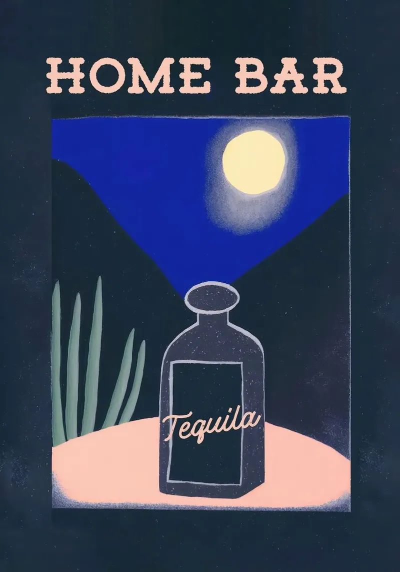 bar di casa poster con telaio in legno da John C Labut