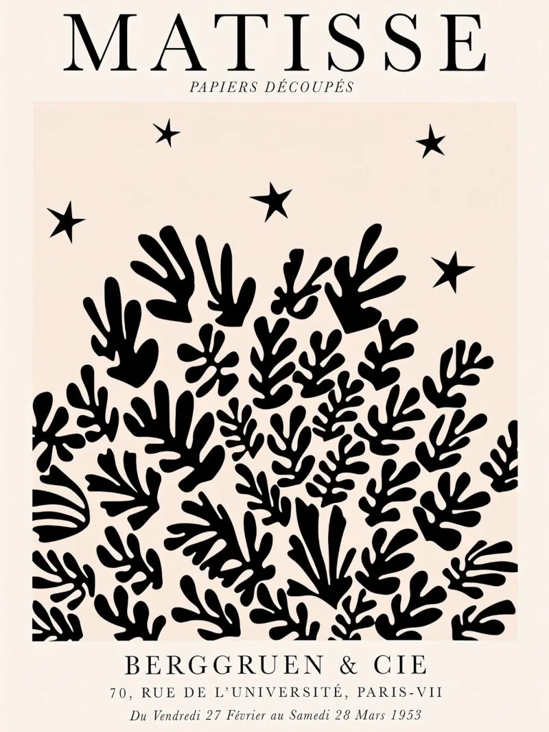 Matisse Silhouette Botanical Art 1953 poster avec cadre en bois de Jam Poster