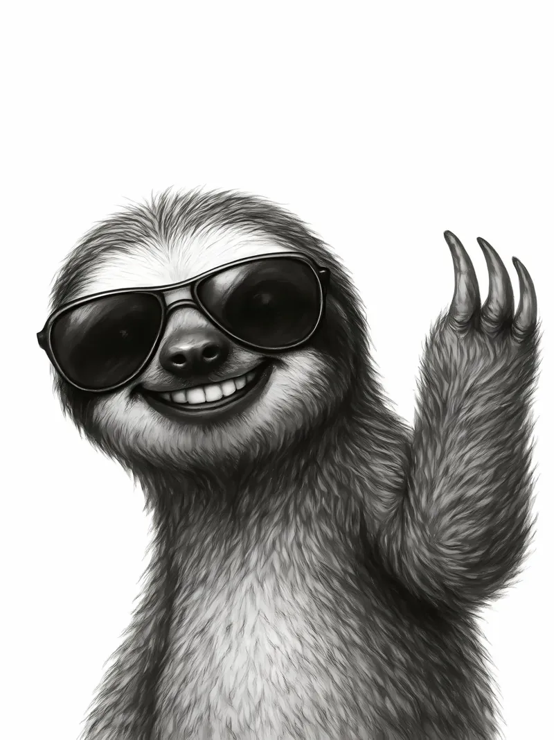 Smiling Sloth in Sunglasses Waves Hello canvas by flufftee