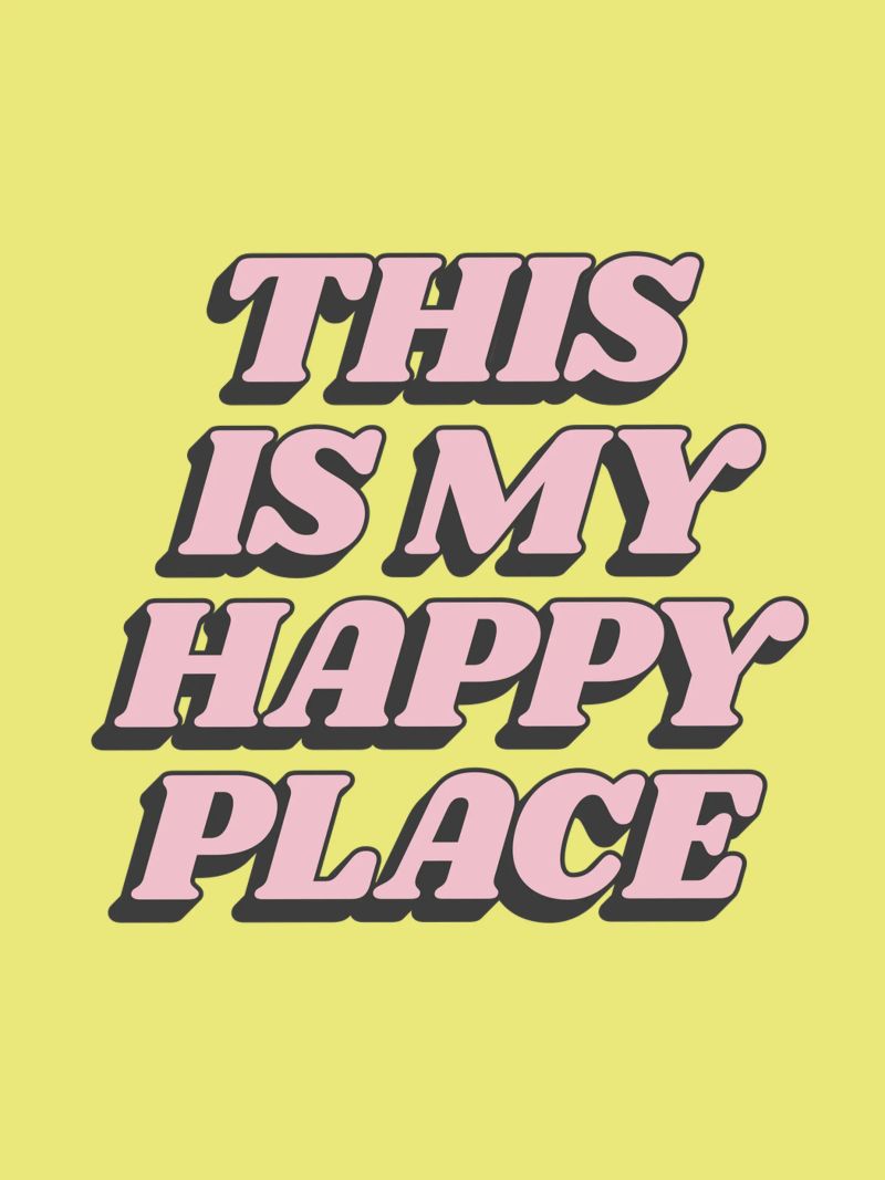 This is My Happy Place Retro Pink Yellow Typography Print hahnemühle de THE MOTIVATED TYPE