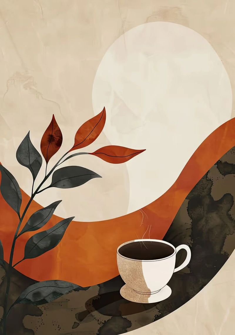 coffee coffee cup cup of coffee plant leaves poster by Bacsic design