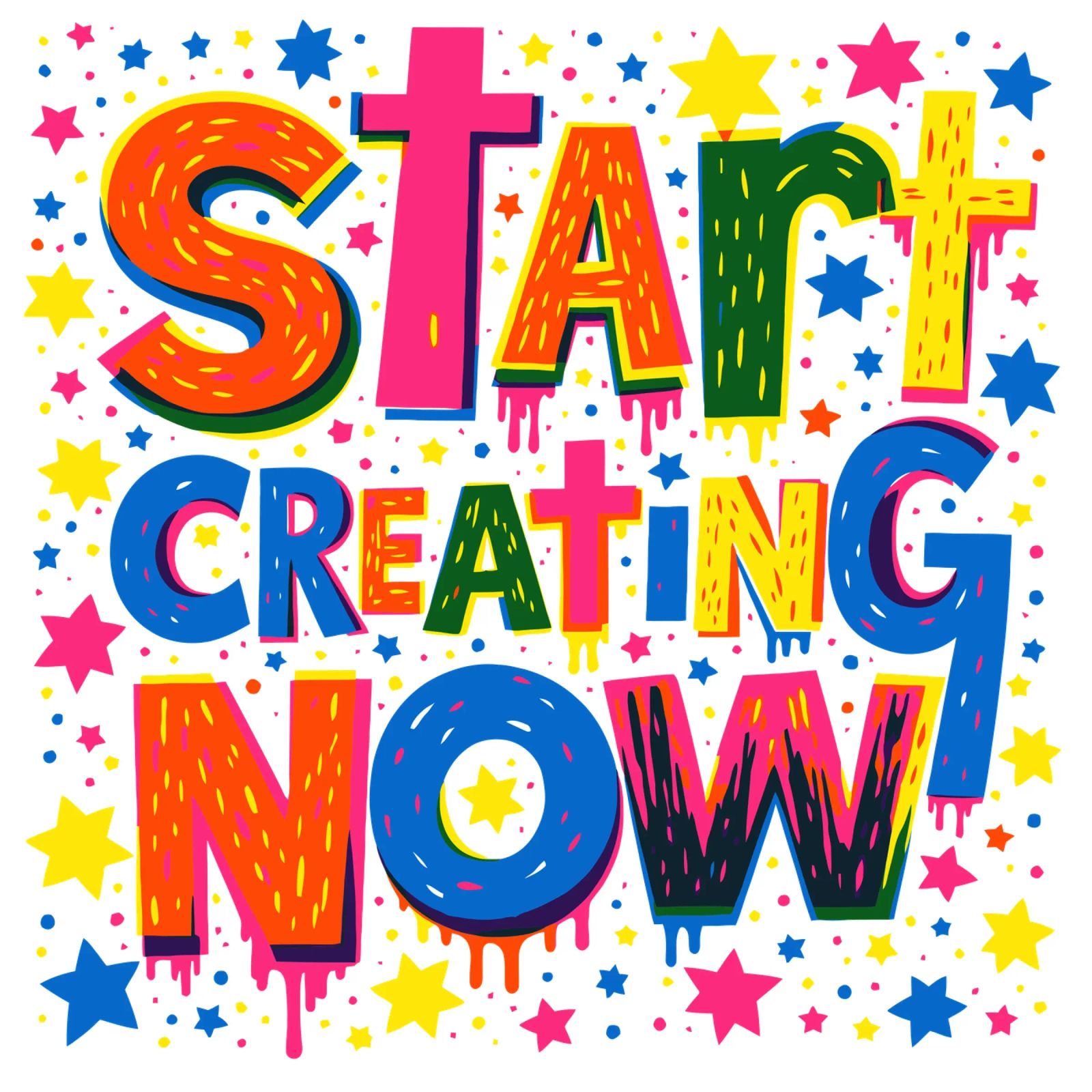 Start Creating Now Motivational  Quote Typographic Art pellicola backlit da Signorino
