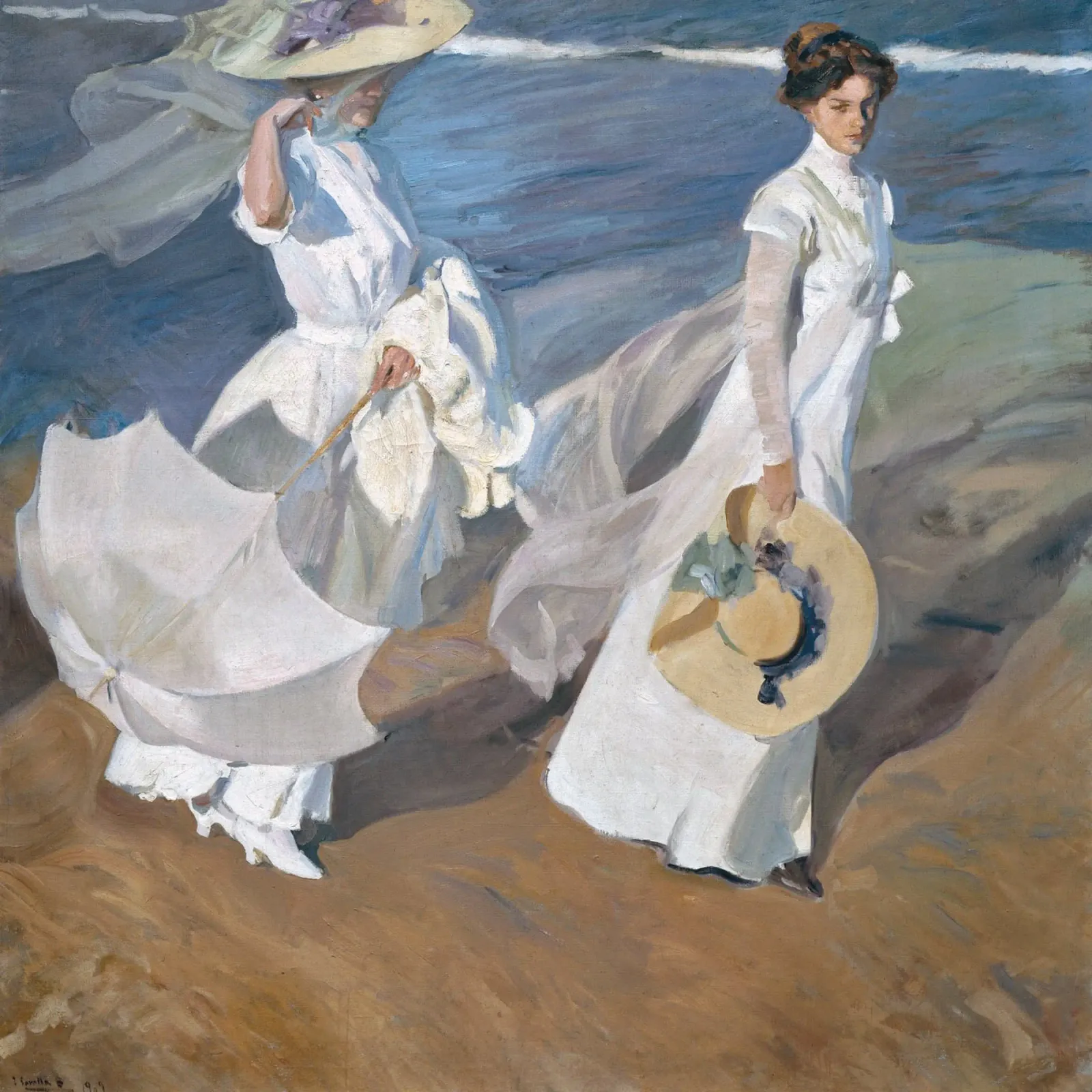 Passeggiata in riva al mare (1909) di Joaquín Sorolla pellicola backlit da Venus Art