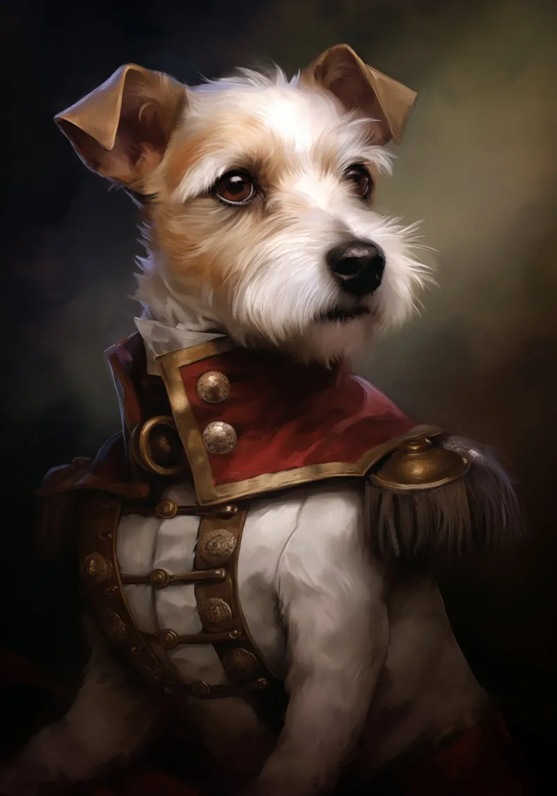 Hond Commandant canvas met Baklijst van Fleur de Lys