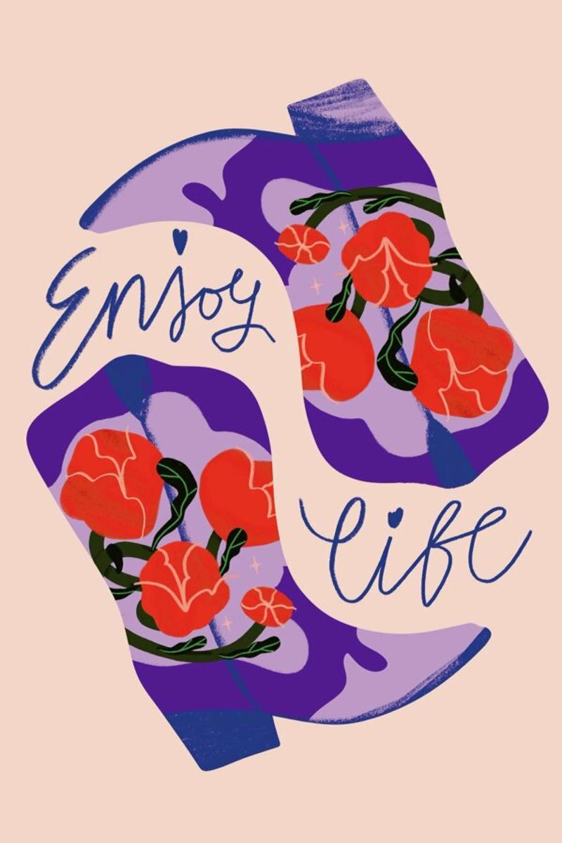 Enjoy Life and Cowboy Boots poster con marco de aluminio de Pure