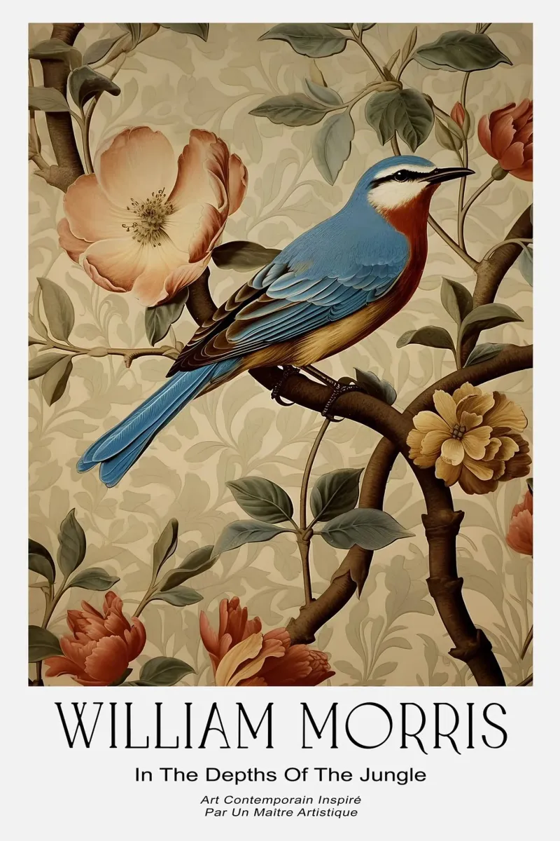 Uccello blu floreale botanico pellicola backlit da Turner Kyle