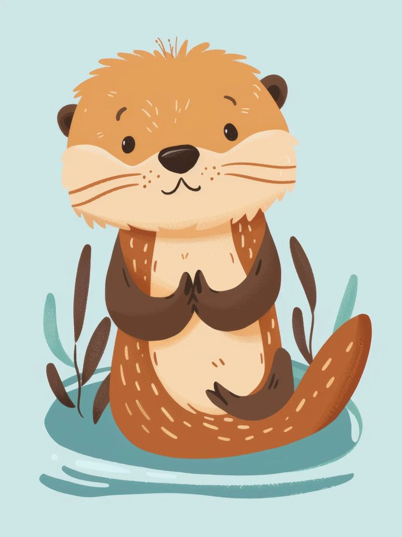 Cucciolo di lontra marina seduto con calma sulla spiaggia poster da DesignDoodle