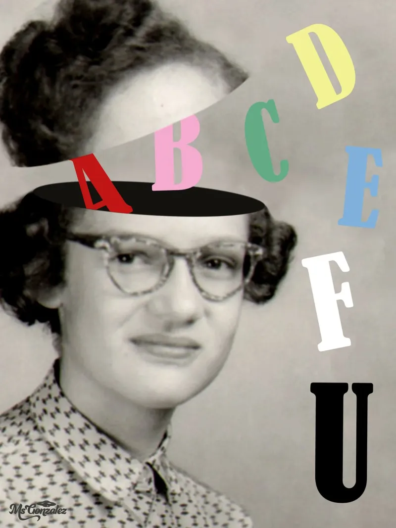 ABCDEF U poster con telaio in alluminio da MsGonzalez