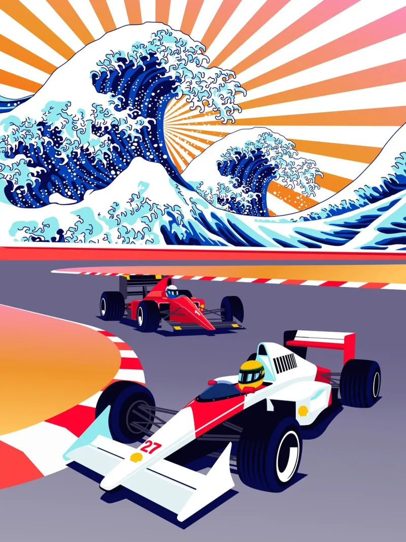 Auto da corsa di Formula Suzuka pellicola backlit da Mariel Toigo