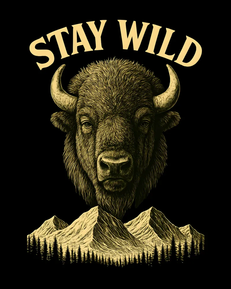 Stay Wild - Restez Sauvage - Bisonte pellicola backlit da LM2KONE