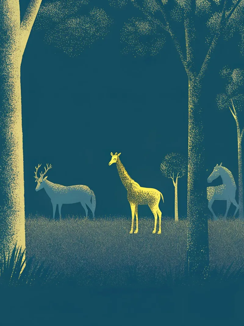 Cervi e giraffe nella foresta plexiglass da SOUL SHOP