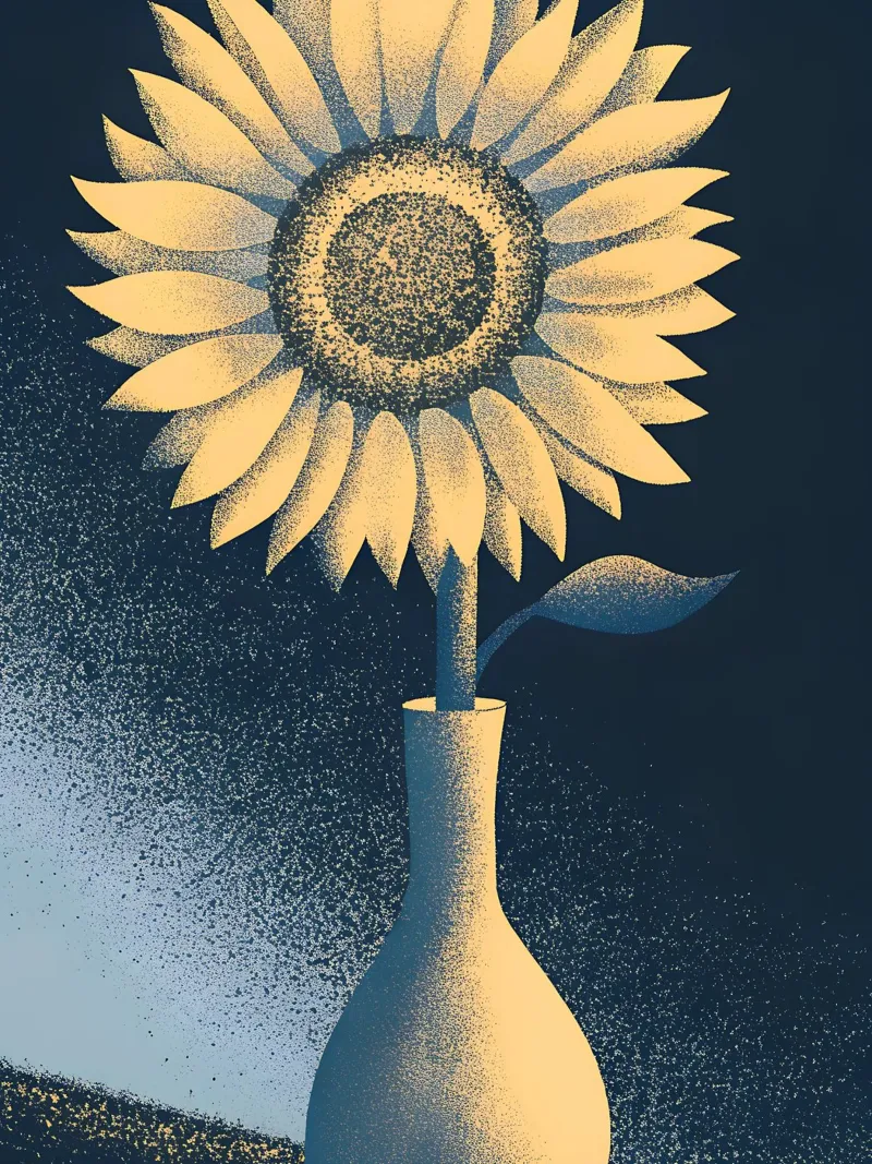 Sonnenblumen in einer Vase Leinwand mit Schattenfugenrahmen von SOUL SHOP