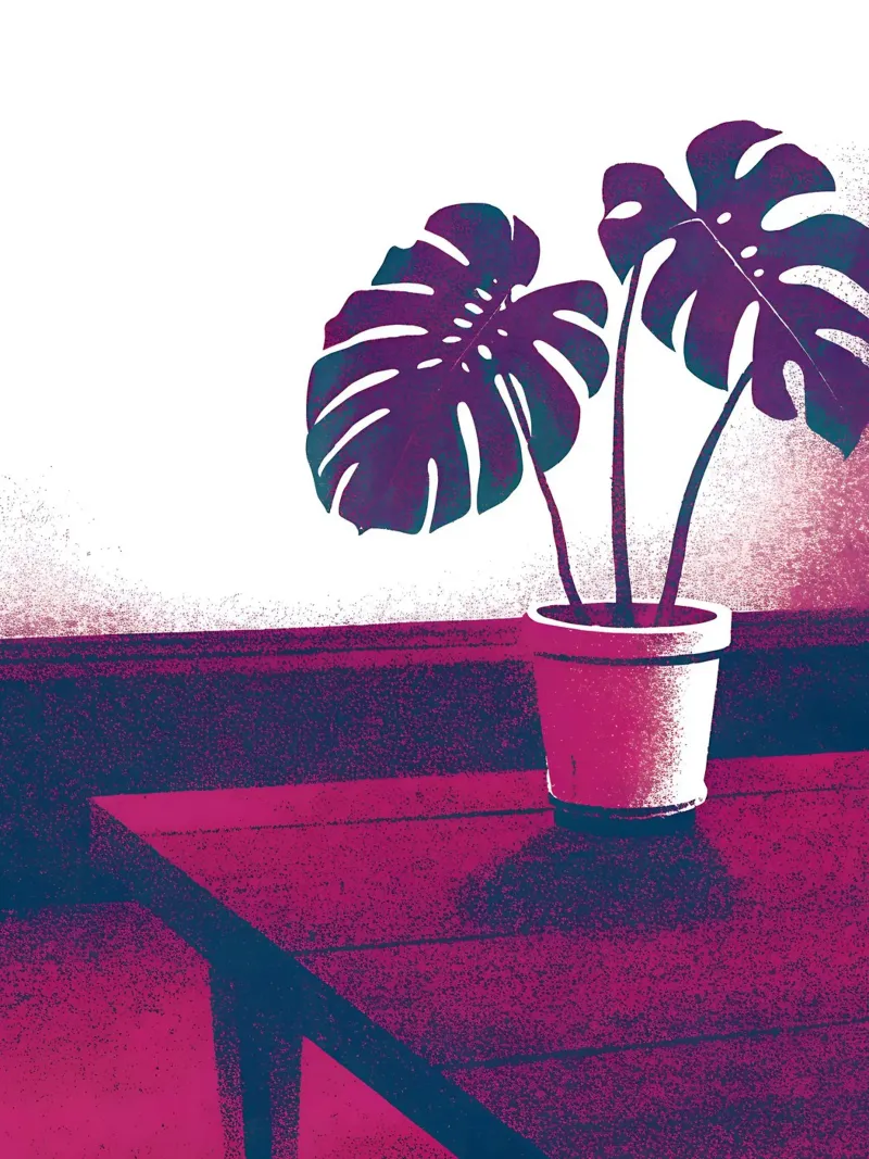 Fiore di Monstera in vaso poster con telaio in alluminio da SOUL SHOP