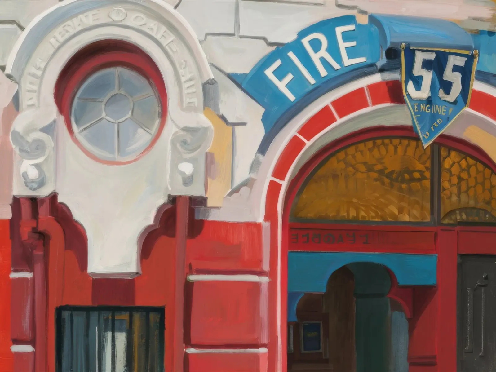 Stazione dei vigili del fuoco d'epoca poster con telaio in legno da Silk Palette