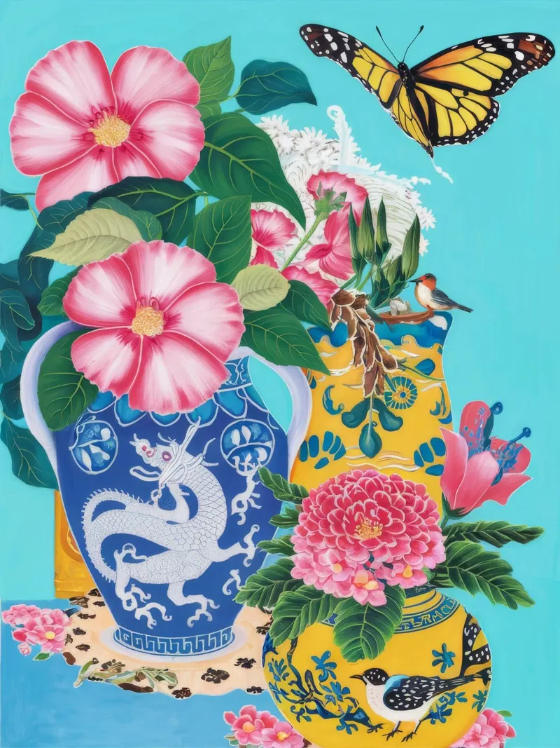 Cerulean Tea Bloom Leinwand von Infinite Chroma