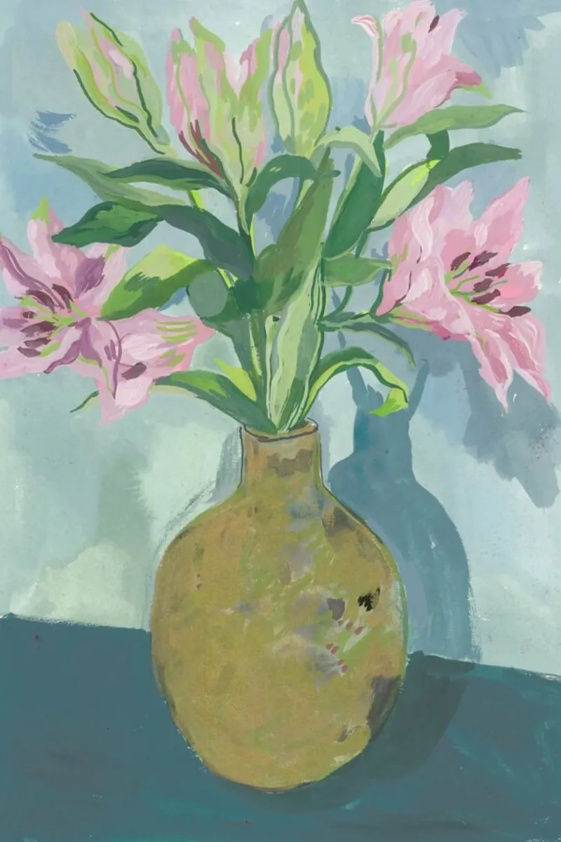 Gold Vase Of Lillies pellicola backlit da Sonia Brittain