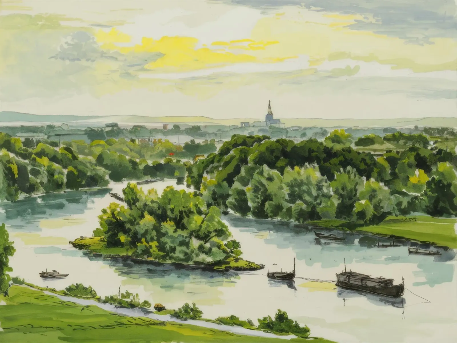 Panorama della valle del fiume tela con Cornice a cassetta da Silk Palette