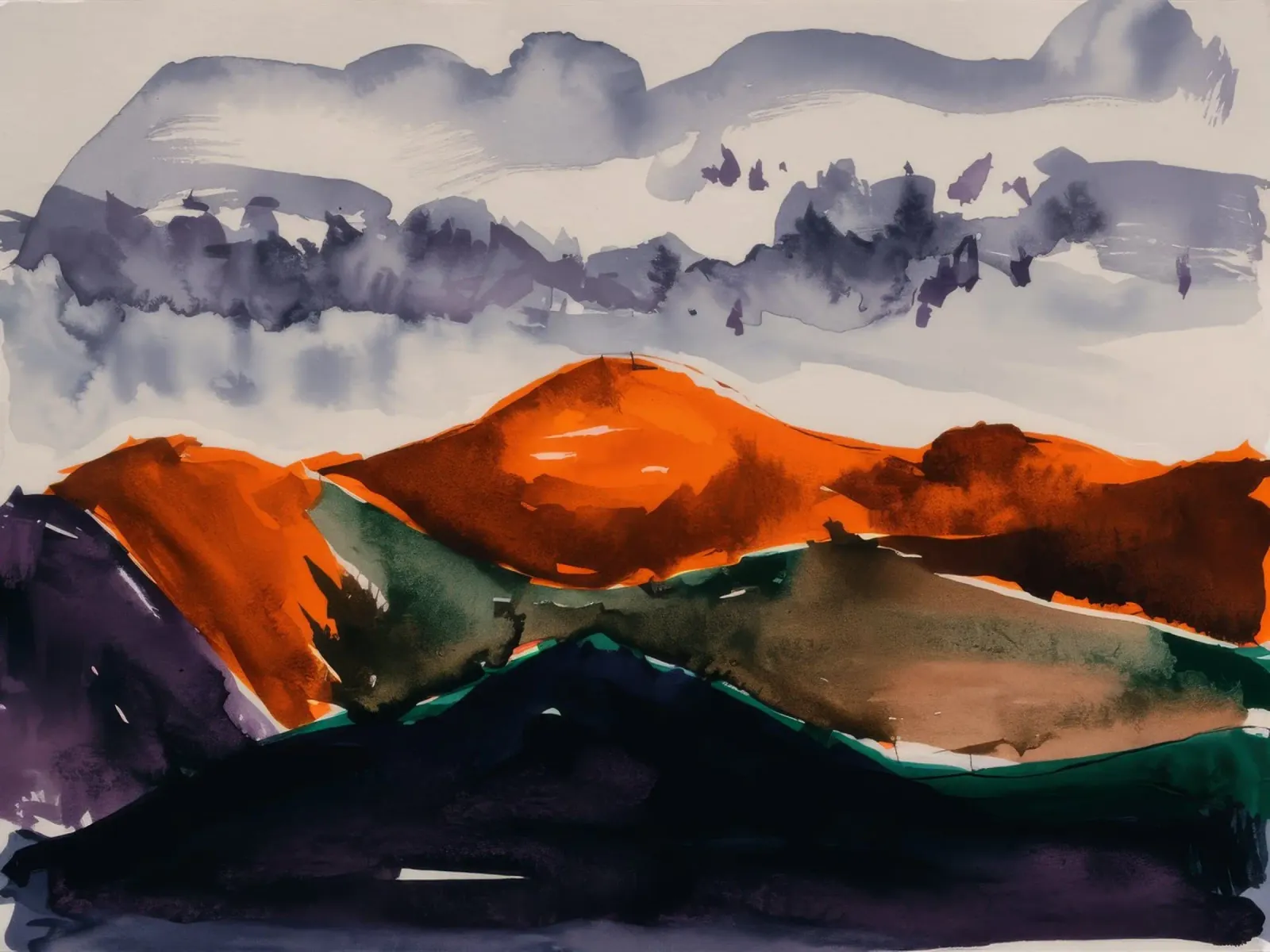 Acquerello Mountain Mood alluminio dibond da Silk Palette