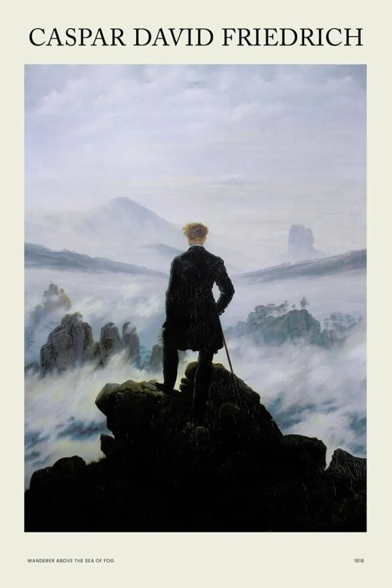 Friedrich - Wanderer Above the Sea of Fog pellicola backlit da Vintage by JUNIQE