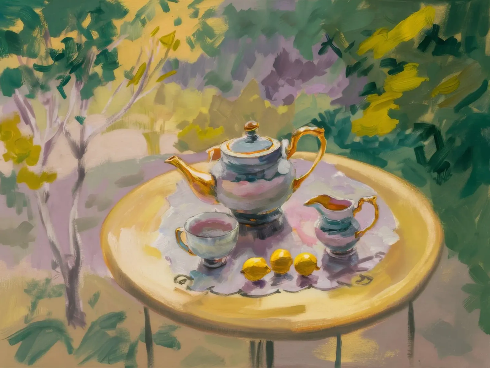 Gilded Tea Repast forex plate by Radiance Landscape