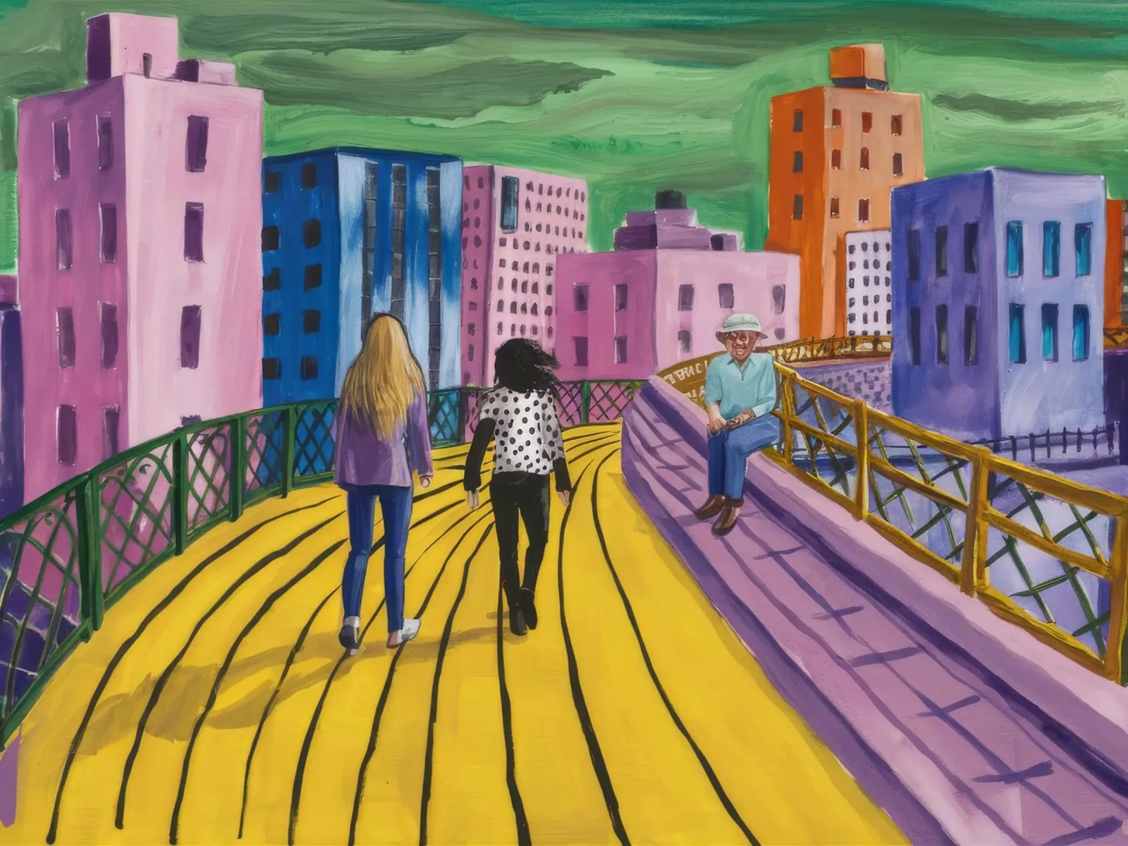 Viaggio dei camminatori sul ponte pellicola backlit da Silk Palette