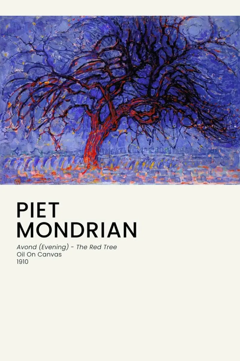 Mondrian - Avond - The Red Tree pellicola backlit da Vintage by JUNIQE