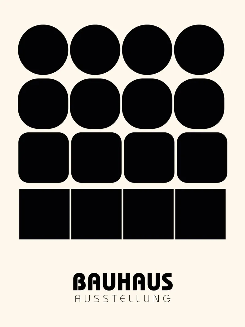 Bauhaus vormen - Minimalistische poster in zwart poster met kunststof frame van Casa Calm