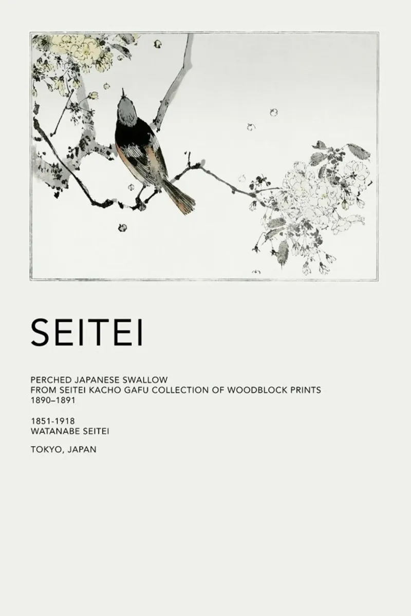 Seitei - Perched Japanese Swallow poster da Vintage by JUNIQE