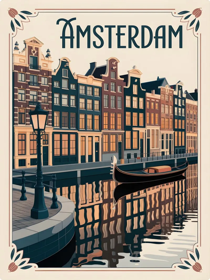 Manifesti di viaggio vintage di Amsterdam pellicola backlit da Vintage Travel Art
