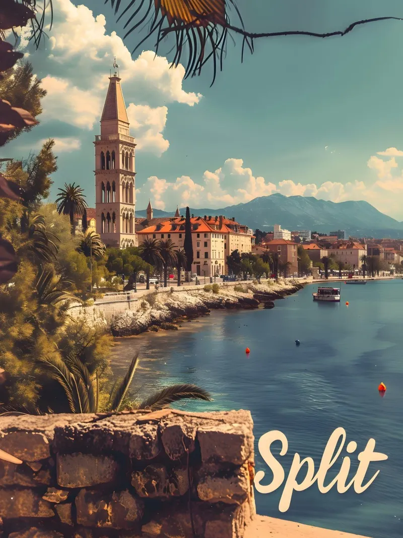 Poster di viaggio vintage diviso poster con telaio in legno da Vintage Travel Art
