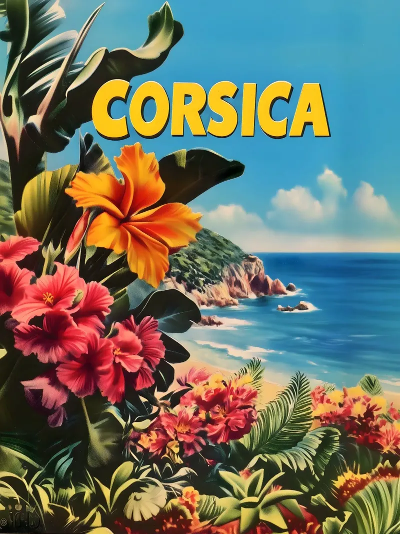 Poster di viaggio d'epoca della Corsica poster da Vintage Travel Art