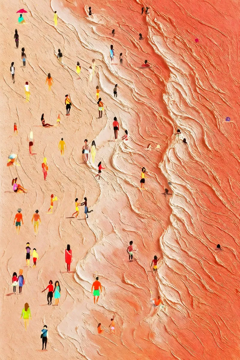 Golven en leven 2: Impressionistisch strandlandschap canvas van Kunst und Kontrast