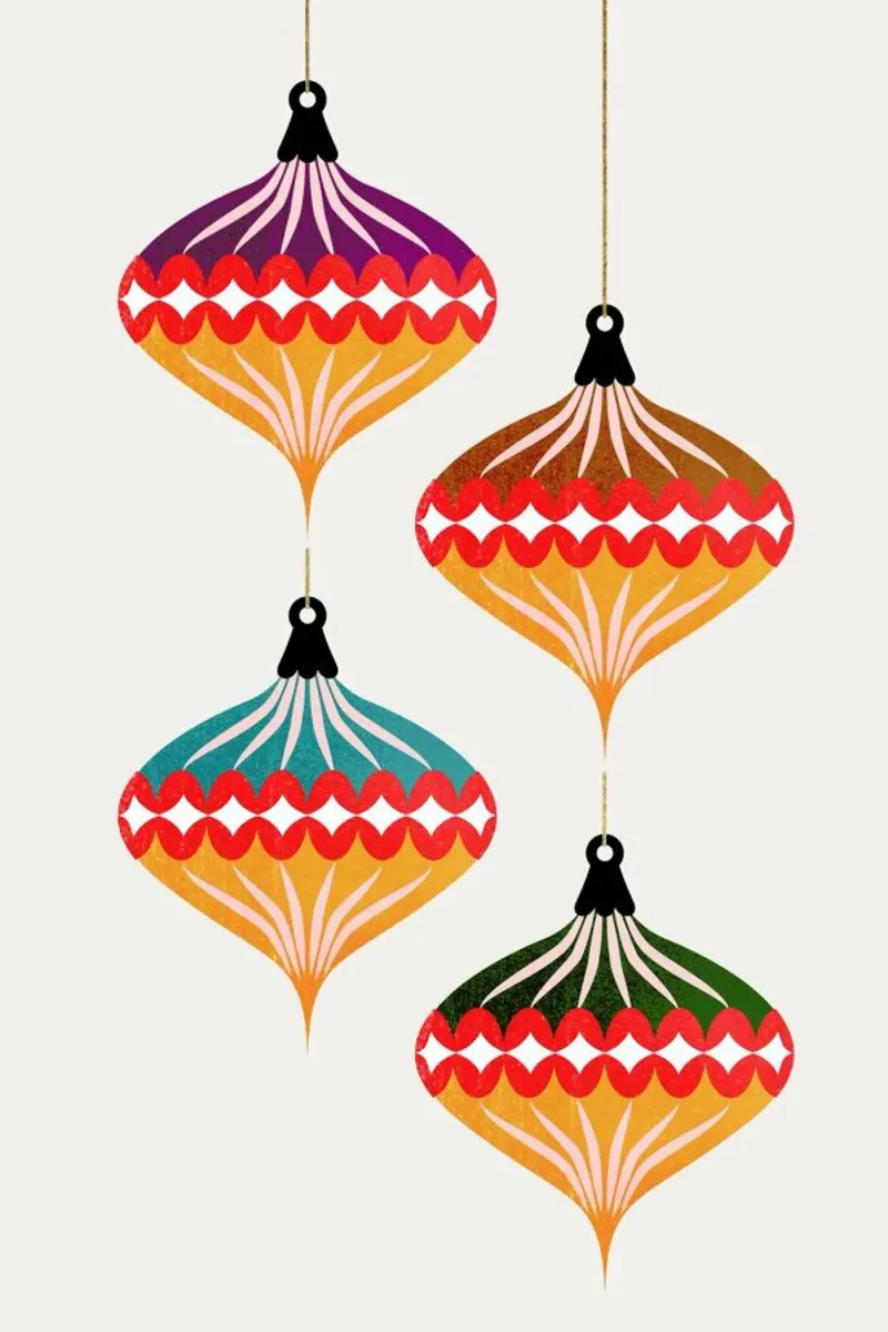 Christmas Ornaments 3 poster con telaio in plastica da Kubistika