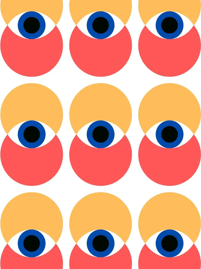Bauhaus pattern - eyes and circles in bold colours canvas by Casa Calm
