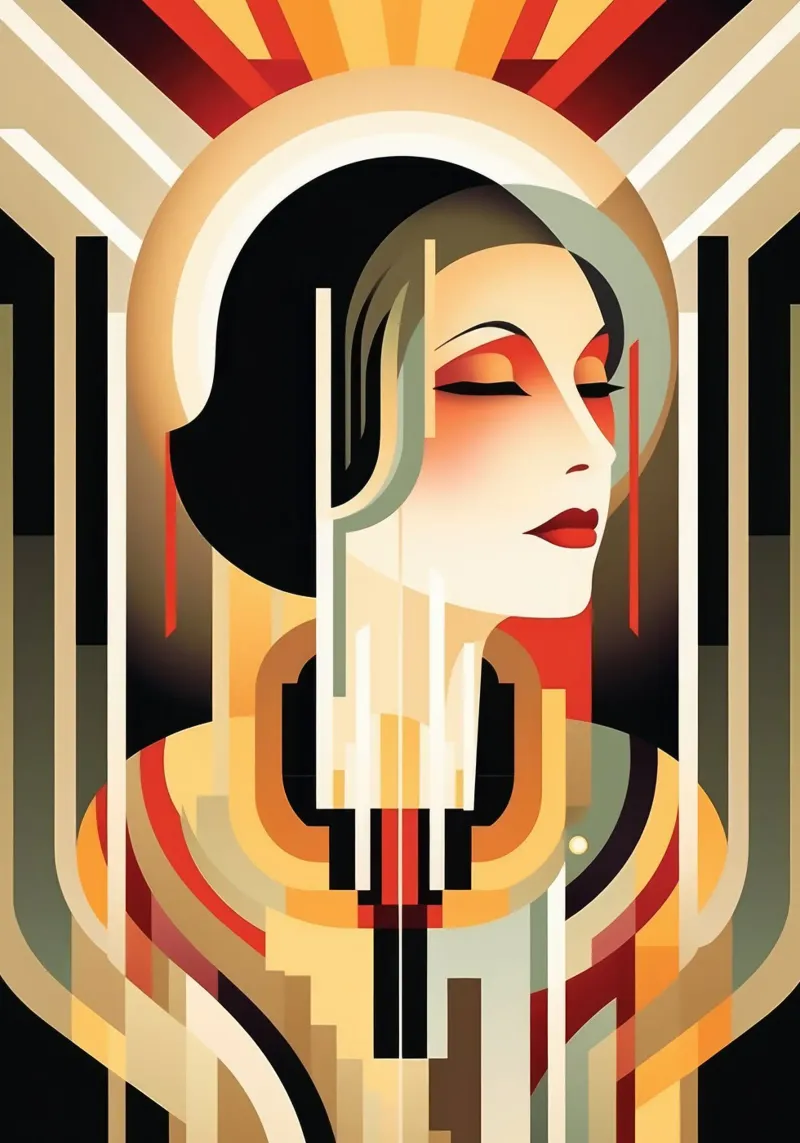 Art Deco Frau Acryl-Glas von Artful Muse